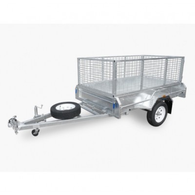 Heavy Duty 6'x4' Single Axle Cages Trailer Galvanised Checker Plate, 300mm sides